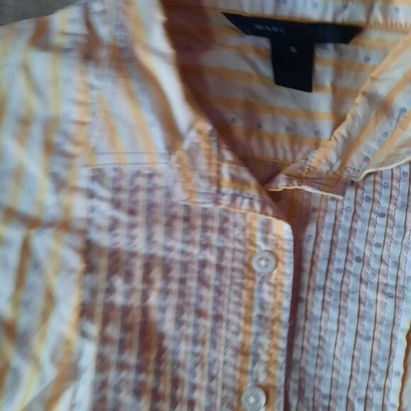 Marc Jacobs Yellow and White Striped Button Down Shirt - Picture 3 of 4